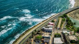 Coastal road, the Avenida Victor Rojas, in Arecibo, Puerto Rico Aerial Stock Photos | AX101_139.0000000F
