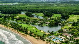 Caribbean beachfront resort in Rio Grande, Puerto Rico  Aerial Stock Photos | AX102_040.0000127F