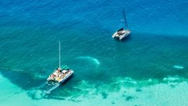 Catamarans in clear blue tropical waters, Rada Fajardo, Puerto Rico Aerial Stock Photos | AX102_075.0000147F