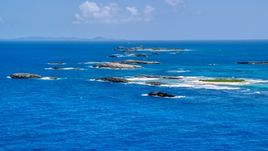 Tiny islands in tropical blue waters, Puerto Rico Aerial Stock Photos | AX102_085.0000000F