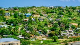 Hillside homes on the Caribbean island of Culebra, Puerto Rico  Aerial Stock Photos | AX102_165.0000225F