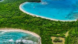 White sand Caribbean island beaches and trees, Culebrita, Puerto Rico Aerial Stock Photos | AX102_189.0000168F