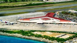 The main airport terminal at Cyril E King Airport, St. Thomas, US Virgin Islands Aerial Stock Photos | AX102_197.0000000F