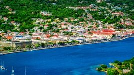 The Caribbean island town of Charlotte Amalie, St. Thomas  Aerial Stock Photos | AX102_205.0000209F