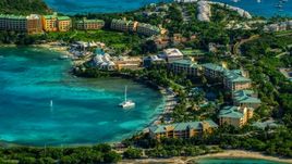 The Ritz-Carlton and turquoise blue Caribbean waters, St Thomas Aerial Stock Photos | AX103_015.0000319F