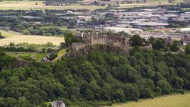 Iconic Stirling Castle on a hill in Scotland Aerial Stock Photos | AX109_021.0000000F