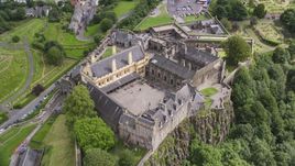 A view of the grounds of iconic Stirling Castle, Scotland Aerial Stock Photos | AX109_025.0000198F