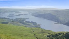 Loch Lomond seen from Ben Lomond, Scottish Highlands, Scotland Aerial Stock Photos | AX110_051.0000189F