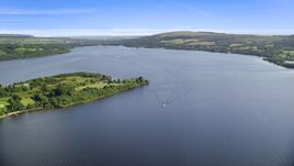 A wide view of Loch Lomond, Scottish Highlands, Scotland Aerial Stock Photos | AX110_122.0000085F