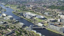 Scotland's National Arena and Clyde Auditorium beside River Clyde, Glasgow, Scotland Aerial Stock Photos | AX110_170.0000185F