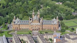 The Kelvingrove Art Gallery and Museum in Glasgow, Scotland Aerial Stock Photos | AX110_176.0000105F