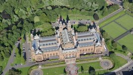 A bird's eye view of Kelvingrove Art Gallery and Museum, Glasgow, Scotland Aerial Stock Photos | AX110_178.0000224F