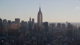 Empire State Building at sunrise in New York City Aerial Stock Photos | AX118_162.0000089F