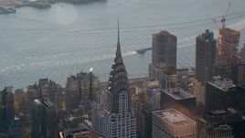 The Chrysler Building at sunrise in New York City Aerial Stock Photos | AX118_202.0000118F