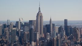 The Empire State Building in Midtown Manhattan, New York City Aerial Stock Photos | AX119_022.0000072F