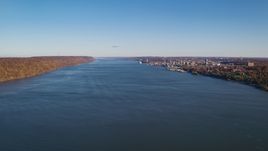 Yonkers on the east shore of the Hudson River in New York in Autumn Aerial Stock Photos | AX119_058.0000091F