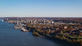 Yonkers by the Hudson River in New York in Autumn Aerial Stock Photos | AX119_060.0000150F