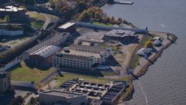 Sing Sing Prison complex in Autumn, Ossining, New York Aerial Stock Photos | AX119_119.0000171F