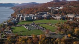 Grounds of the United States Military Academy at West Point in Autumn in New York Aerial Stock Photos | AX119_169.0000095F