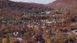 Housing at West Point Military Academy in Autumn, West Point, New York Aerial Stock Photos | AX119_172.0000034F