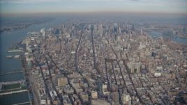 Skyscrapers in Midtown Manhattan, New York City Aerial Stock Photos | AX120_111.0000076F