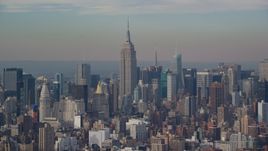 The Empire State Building in Midtown Manhattan, New York City Aerial Stock Photos | AX120_139.0000076F
