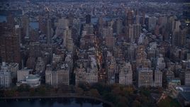 Upper East Side apartment buildings at sunset in New York City Aerial Stock Photos | AX121_097.0000043F
