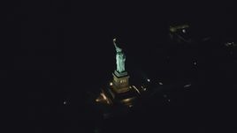 The Statue of Liberty at night, New York Aerial Stock Photos | AX121_195.0000063F