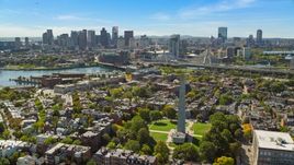 Bunker Hill Monument and the Downtown Boston skyline, Charlestown, Massachusetts Aerial Stock Photos | AX142_195.0000181