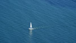 A sailing boat on Cape Cod Bay, Massachusetts Aerial Stock Photos | AX143_125.0000000