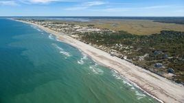 A stretch of beach with homes in Barnstable, Massachusetts Aerial Stock Photos | AX143_131.0000105