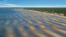 Sand bars by a small coastal town, Eastham, Massachusetts Aerial Stock Photos | AX143_182.0000000