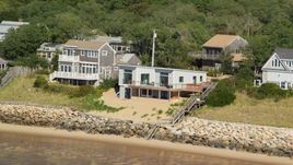 Raised beachfront homes on Cape Cod, Eastham, Massachusetts Aerial Stock Photos | AX143_185.0000291