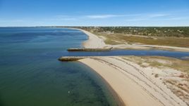 A beach beside an inlet, Cape Cod, Truro, Massachusetts Aerial Stock Photos | AX143_205.0000000