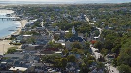 Provincetown Town Hall and Unitarian Universalist Meeting House in the coastal town of Provincetown, Massachusetts Aerial Stock Photos | AX143_229.0000310