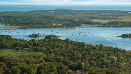 A view of boats in Apponagansett Bay, Dartmouth, Massachusetts Aerial Stock Photos | AX144_207.0000106