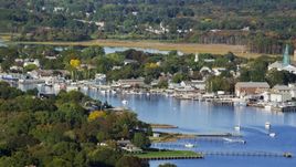 A small coastal town, waterfront properties, and sailboats, Warren, Rhode Island Aerial Stock Photos | AX145_016.0000312