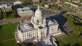 A view of the Rhode Island State House, located in Providence, Rhode Island Aerial Stock Photos | AX145_041.0000258