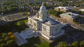 The Rhode Island State House and entrance, Providence, Rhode Island Aerial Stock Photos | AX145_088.0000000
