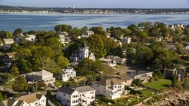 Houses in a coastal community on a peninsula, Nahant, Massachusetts Aerial Stock Photos | AX147_017.0000149