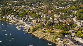 Coastal community and harbor in Marblehead, Massachusetts Aerial Stock Photos | AX147_026.0000015