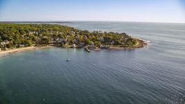 Oceanfront homes and rocky coast, Gloucester, Massachusetts Aerial Stock Photos | AX147_079.0000000