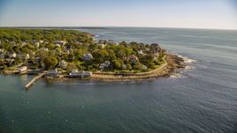 Oceanfront homes on a rocky coast in Gloucester, Massachusetts Aerial Stock Photos | AX147_079.0000157