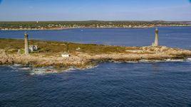 Two lighthouses on Thatcher Island, Massachusetts Aerial Stock Photos | AX147_111.0000270