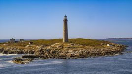 One of the lighthouses on Thatcher Island, Massachusetts Aerial Stock Photos | AX147_113.0000000
