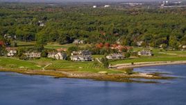 Waterfront mansions in autumn, Rye, New Hampshire Aerial Stock Photos | AX147_170.0000188