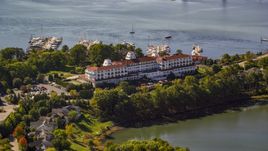 Wentworth by the Sea hotel in autumn, New Castle, New Hampshire Aerial Stock Photos | AX147_200.0000161