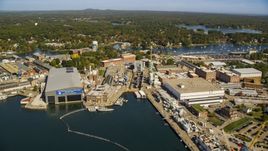 The Portsmouth Naval Shipyard in autumn, Kittery, Maine Aerial Stock Photos | AX147_224.0000000