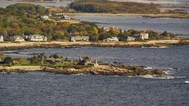 The Bush Compound and rocky coast, autumn, Kennebunkport, Maine Aerial Stock Photos | AX147_255.0000051