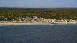 A beach, pier and Palace Playland in autumn, Old Orchard Beach, Maine Aerial Stock Photos | AX147_296.0000085